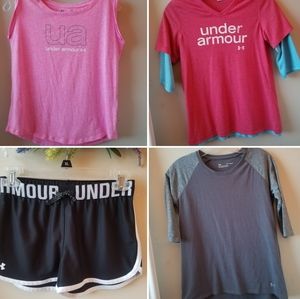 Qty 4 Girls Under Armour LOT Youth Large